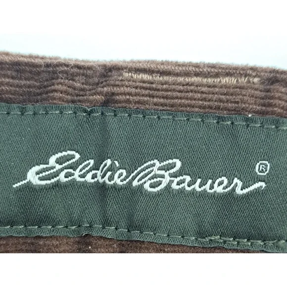 Eddie Bauer Corduroy Skirt Womens 12 Brown Back Pockets Knee Length A Line Flare - Picture 3 of 12